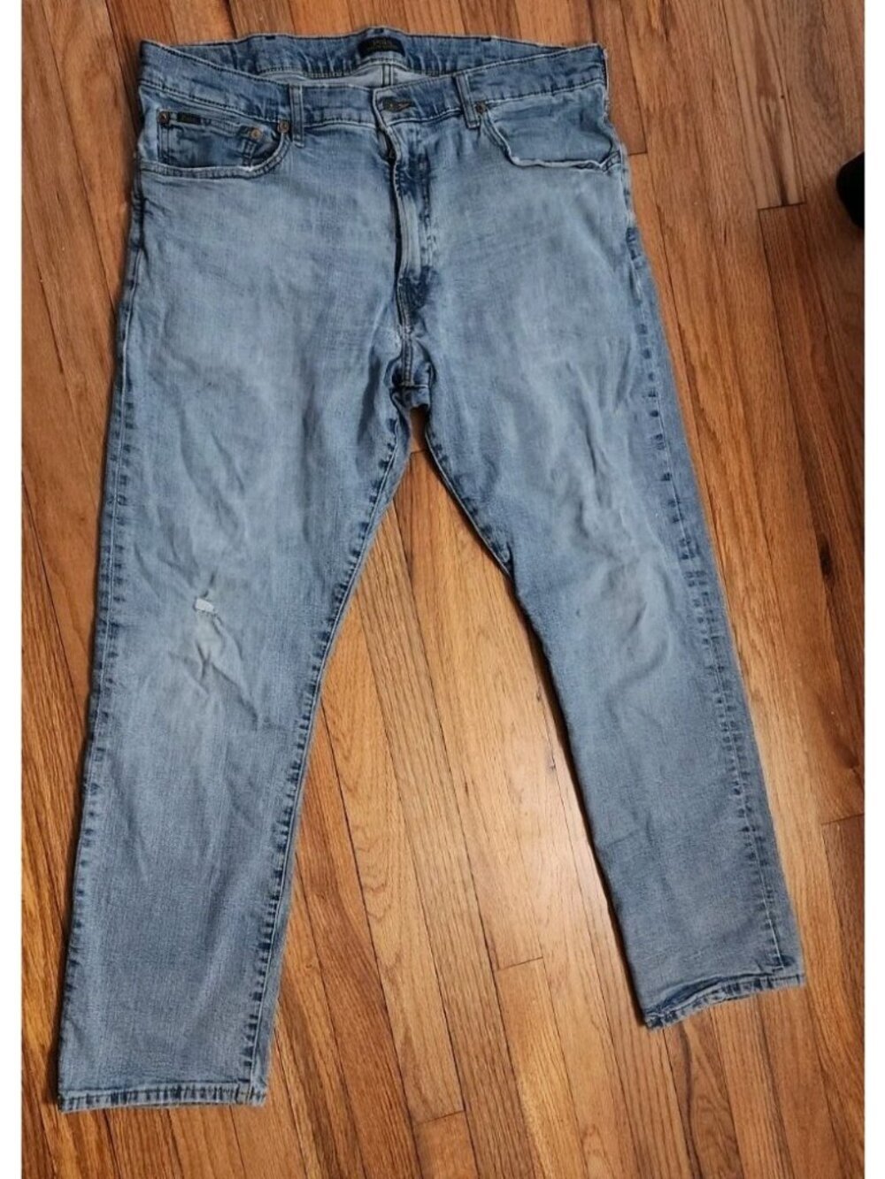 Polo Ralph Lauren Hampton Relaxed Straight Jeans 38x32 Blue Denim Distressed